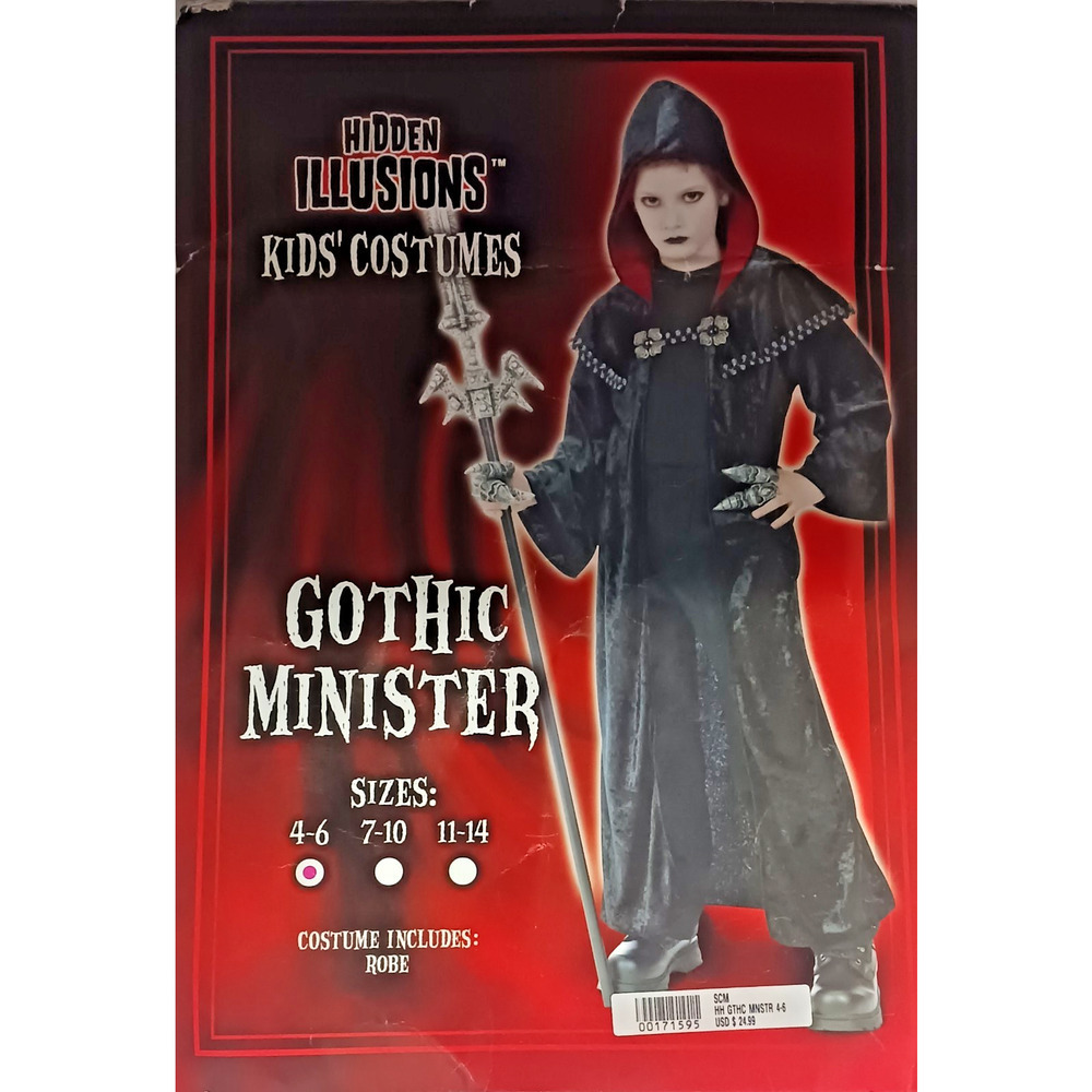 Hidden Illusions Gothic Minister Kids Costume Size 4–6 Robe Only New